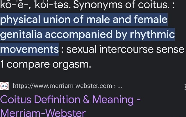 Ko e koi tas. synonyms of coitus. physical union of male and