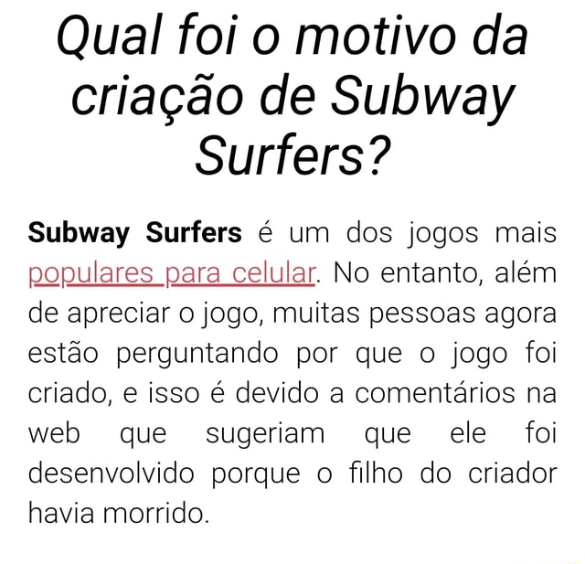 Jogos de Subway Surfers em Jogos na Internet