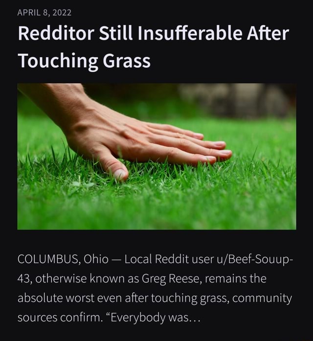 reasonable tbh, Touch Grass