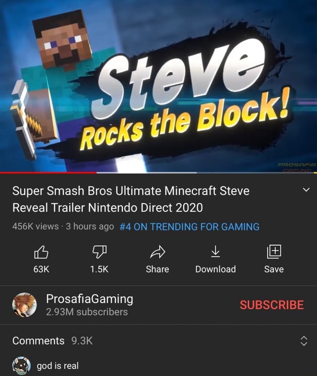 Super Smash Bros. Ultimate - Official Minecraft Steve Reveal Trailer 