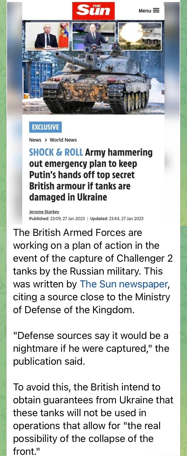 Army hammering out emergency plan to keep Putin's hands off top secret  British armour if tanks are damaged in Ukraine