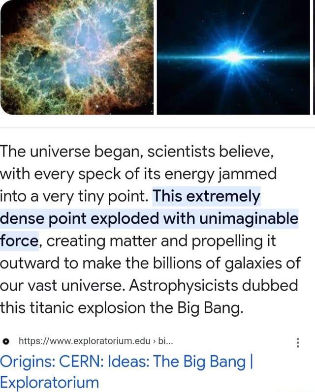 The universe began, scientists believe, with every speck of its energy ...