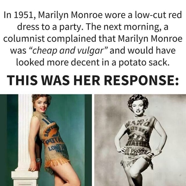 Potato Boutique: Marilyn Monroe in Potato Sack Dress