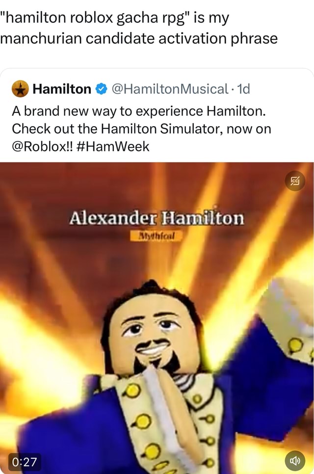 Hamilton Simulator is out now on Roblox