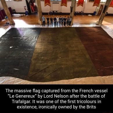 The massive flag captured from the French vessel 