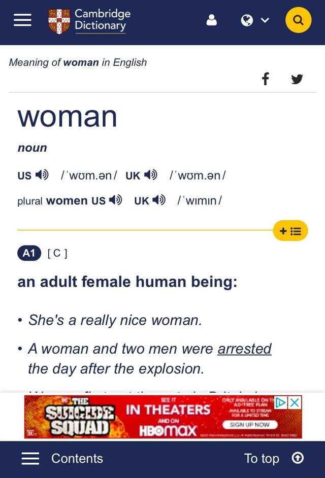 WOMAN  English meaning - Cambridge Dictionary