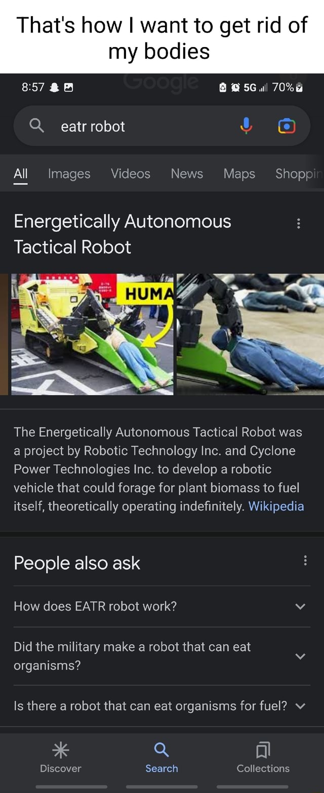 Energetically autonomous 2024 tactical robot