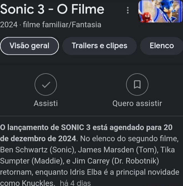 DATA OFICIAL!! QUANDO VAI LANÇAR SONIC 3 O FILME! ( Sonic The