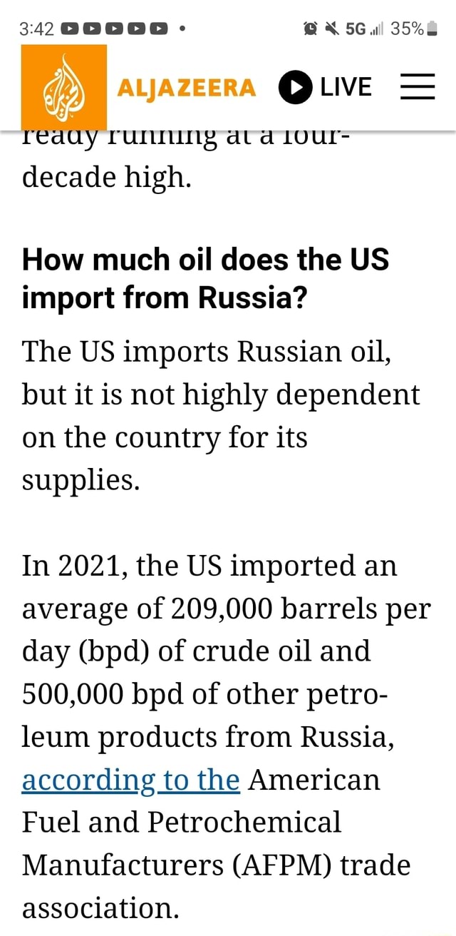 342 all ALJAZEERA LIVE = at LOUr decade high. How much oil does the