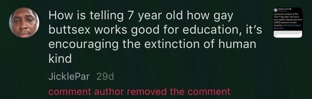 How is telling 7 year old how gay buttsex works good for education, it ...