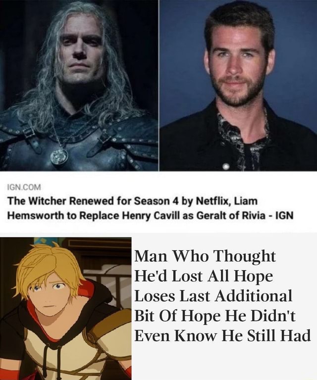 Liam Hemsworth to replace Henry Cavill in The Witcher season 4