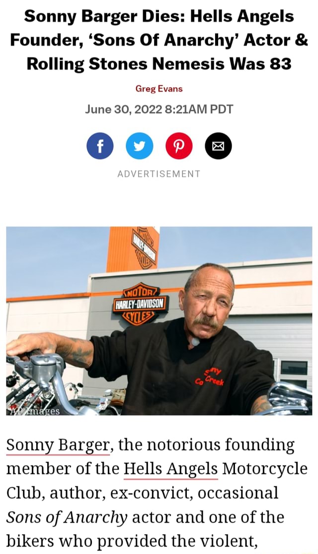 RIP Sonny Barger Dies Hells Angels Founder, 