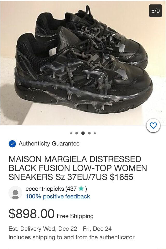 Maison margiela distressed black discount fusion low-top women sneakers sz