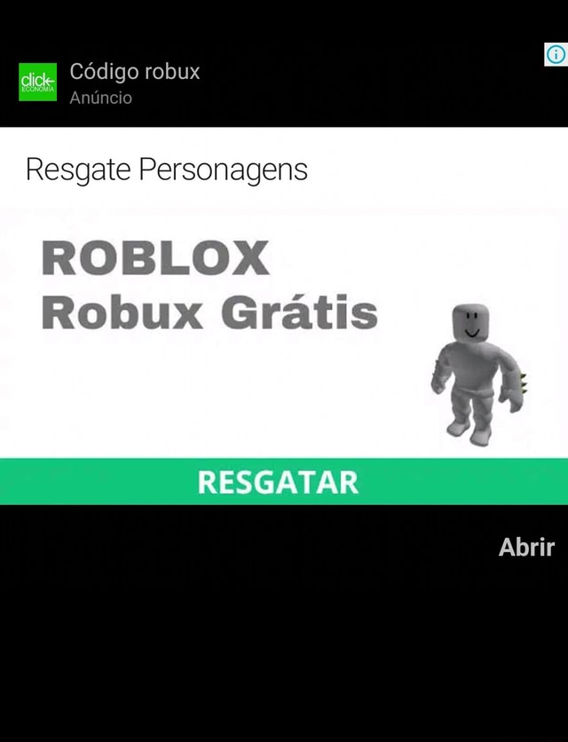 Código robux Anúncio Resgate Personagens [RO Robux Grátis RESGATAR