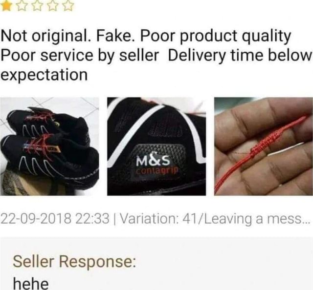 Not original. Fake. Poor product quality Poor service by seller ...