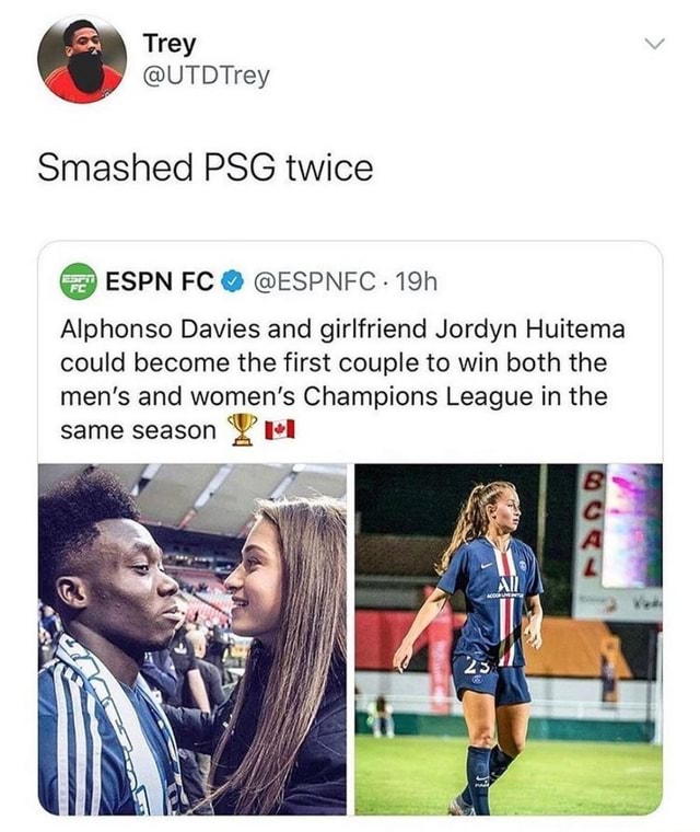 Alphonso Davies and girlfriend Jordyn Huitema could become the