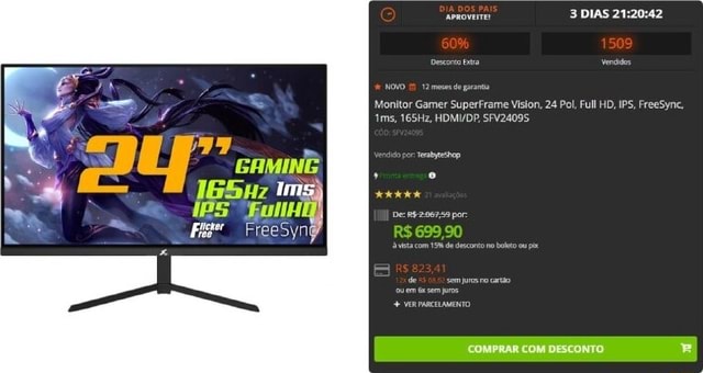 monitor superframe 165hz ips 24