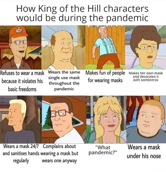 How King of the Hill characters would be during the pandemic Refuses to  wear a mask