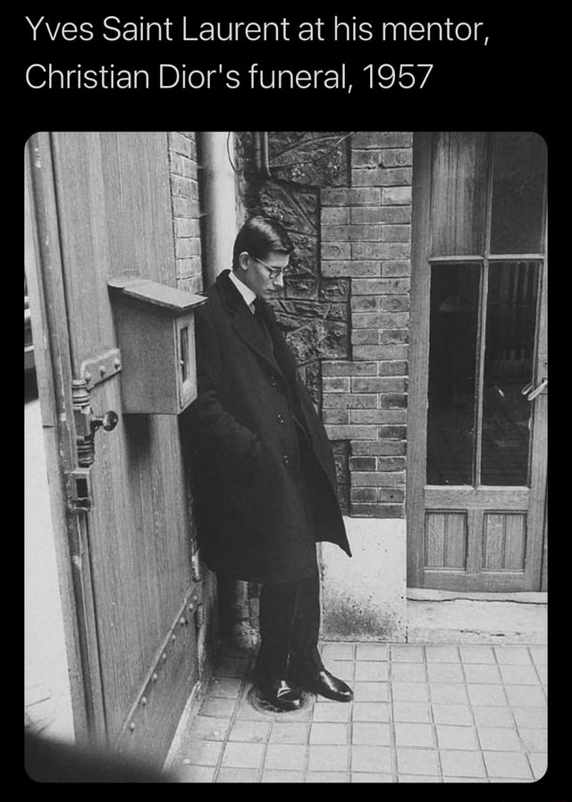 21-years-old Yves Saint Laurent at Christian Dior's Funeral, 1957
