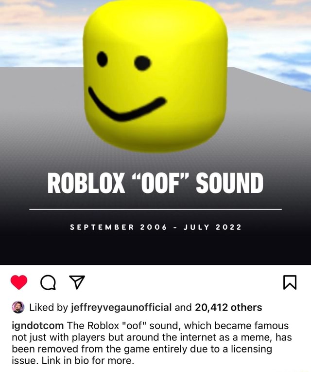 RIP Roblox OOF Sound, 2005--2022 - Imgflip