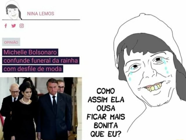 Michelle Bolsonaro confunde funeral da rainha com desfile de moda