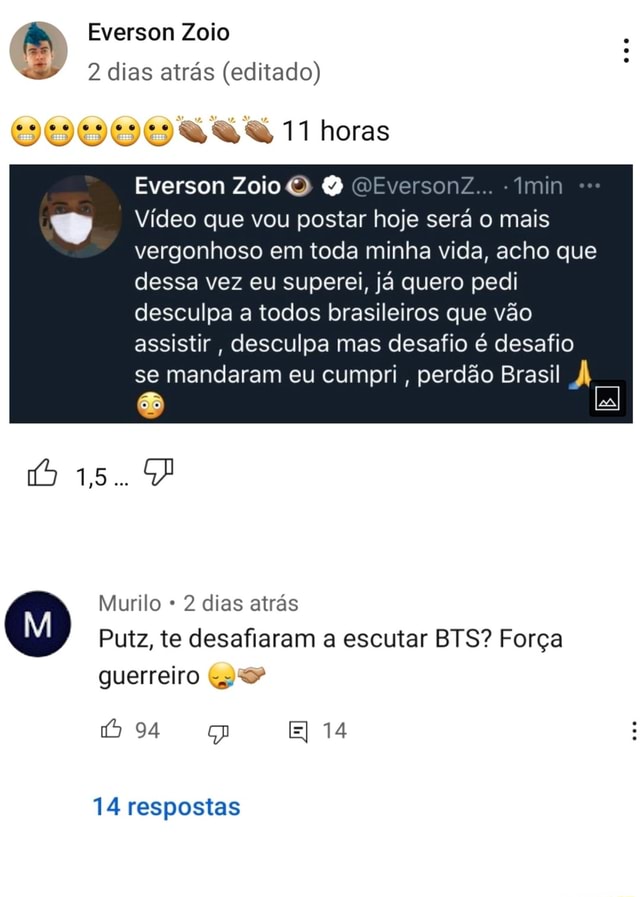 Zói te dezafio a entrar no frizer e se congelar por 70 ânus, dps q  encontrarem