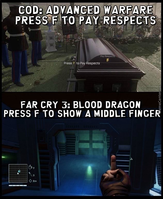 FAR CRY 3: BLOOD DRAGON ºz PRESS F T0 SHOW A MIDDLE FINGER