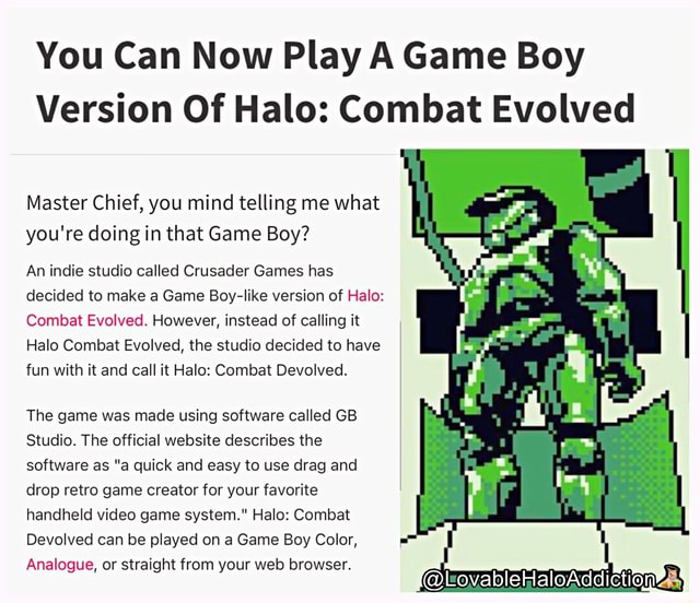 You Can Now Play A Game Boy Version Of Halo: Combat Evolved - GameSpot