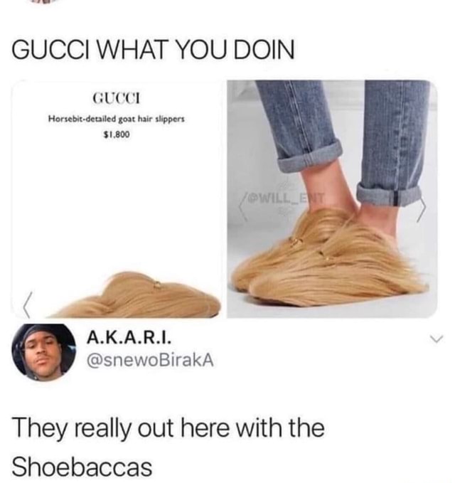 GUCCI WHAT YOU DOIN GUCCI Horsebit detailed goat hair slippers