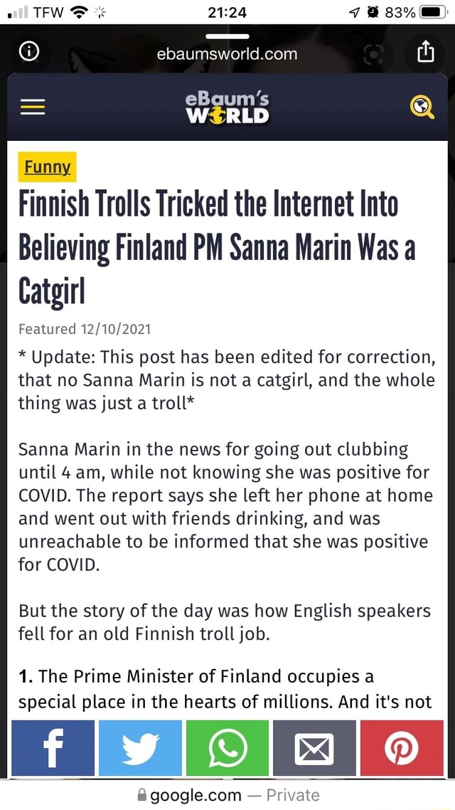 The truth behind Finland's catgirl prime minster