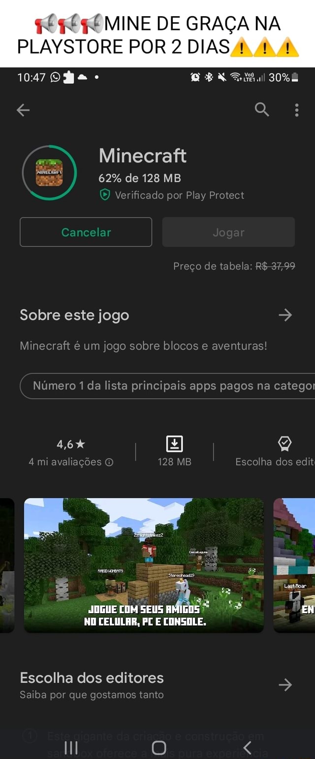 Minecraft 26% de 133 MB Cancelar Verificado por Play Protect Preço de  tabela: MINECRAFT TA DE GRAÇA, MEMBROS COMUNS!!! Novidades na versão 1.18.32:  I APROVEITEM!!! - iFunny Brazil