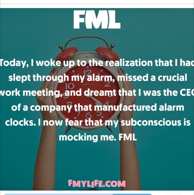 Loday, I woke up to the realization that I hac slept through my alarm, missed a crucial york