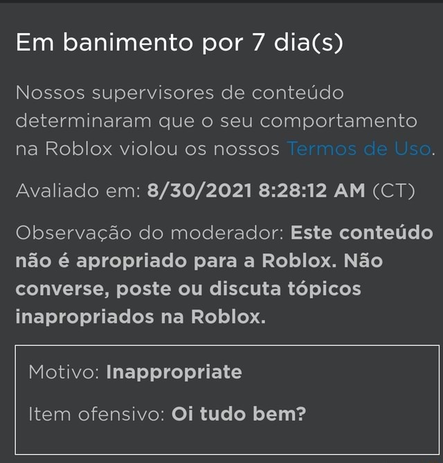 fui banido do roblox por 1 dia? 