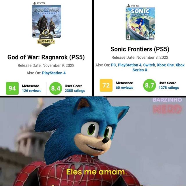 God of War Ragnarok e Sonic Frontiers são destaques nos