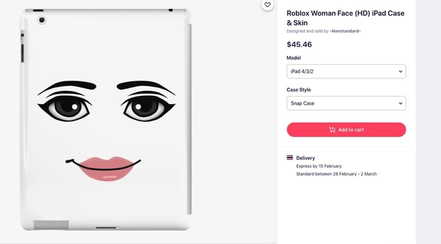 Roblox Woman Face (HD) iPad Case & Skin Designed and sold by