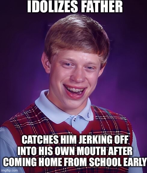 IDOLIZES FATHER CATCHES HIM JERKING OFF INTO HIS OWN MOUTH AFTER COMING ...