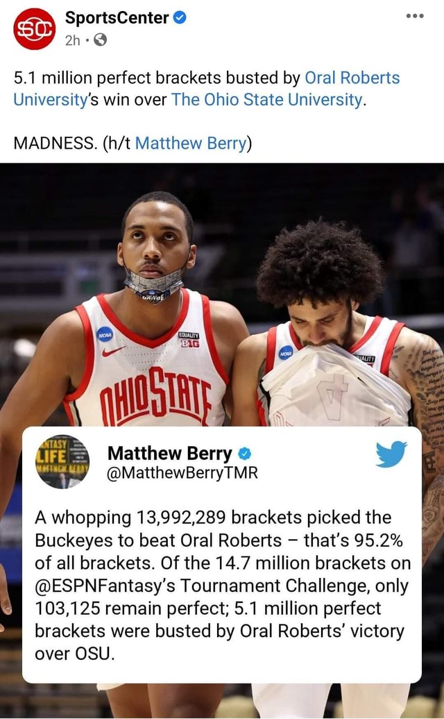 Bracket Busters 5.1 million perfect brackets busted by Oral Roberts