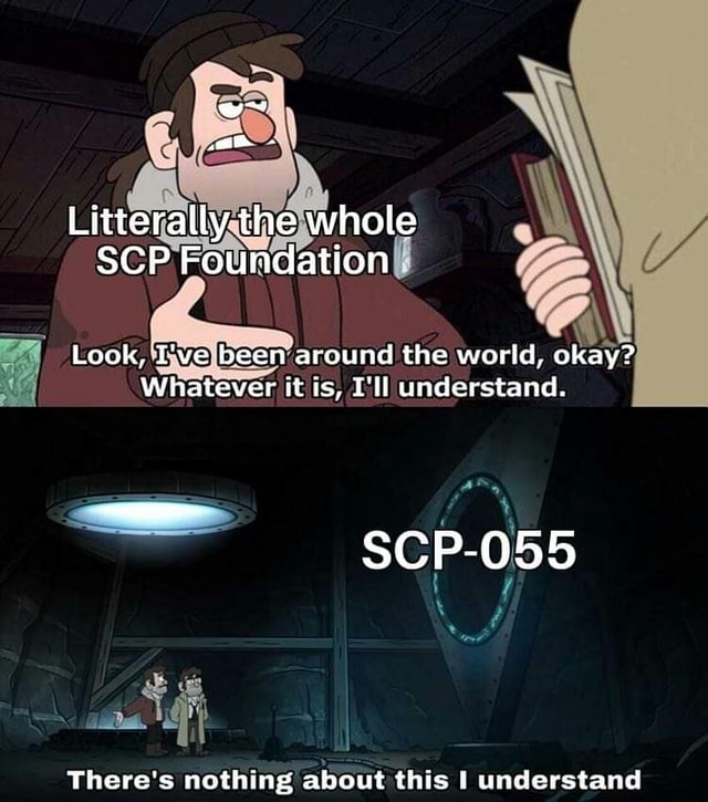 Litterally the whole SCP Foundation Look, I've been around the world, okay?  Whatever it is, I'll understand. SCP-055 There's nothing about out this  understand - iFunny Brazil