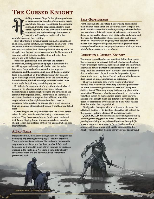 The Cursed Knight - DnD 5e Homebrew Class - THE CURSED KNIGHT tefling ...