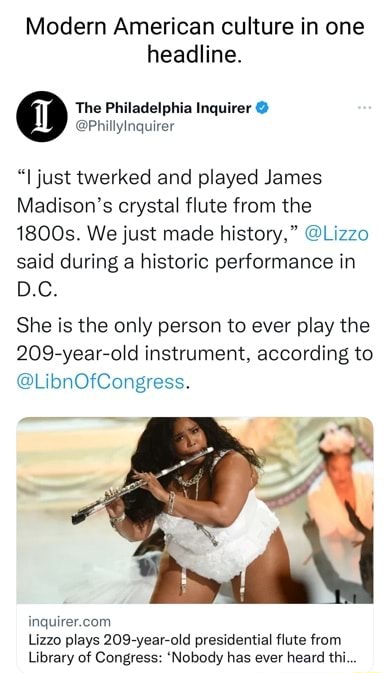 Lizzo plays James Madison's crystal flute at DC show