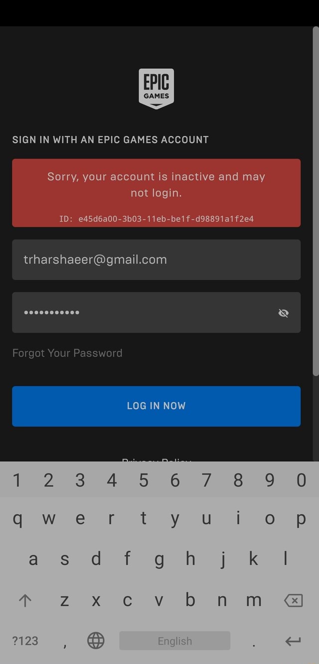 AA & EPIC SIGN IN WITH AN EPIC GAMES ACCOUNT Sorry, your account is  inactive and