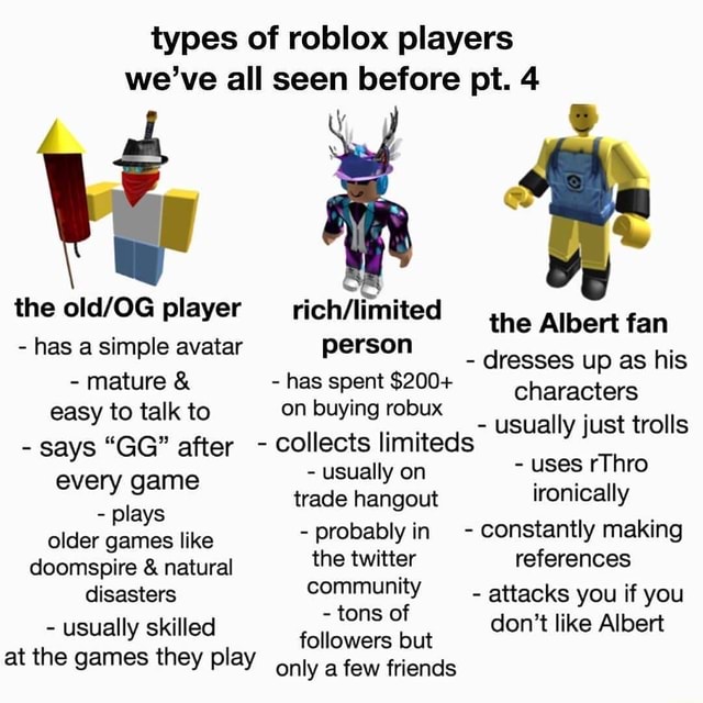 types of roblox players we've all seen before pt. 7 : r