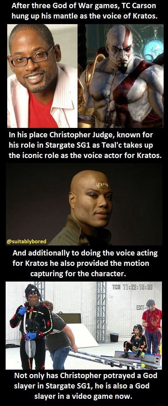 Kratos is now voiced by Stargate SG-1's Christopher Judge