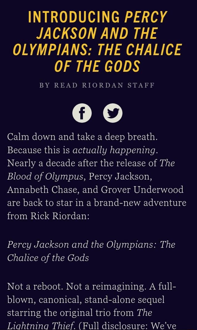 The Chalice of the Gods Percy Jackson and the Olympians by Rick