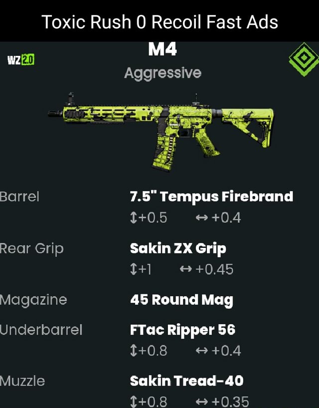 Toxic Rush 0 Recoil Fast Ads Aggressive Barrel Rear Grip Magazine ...