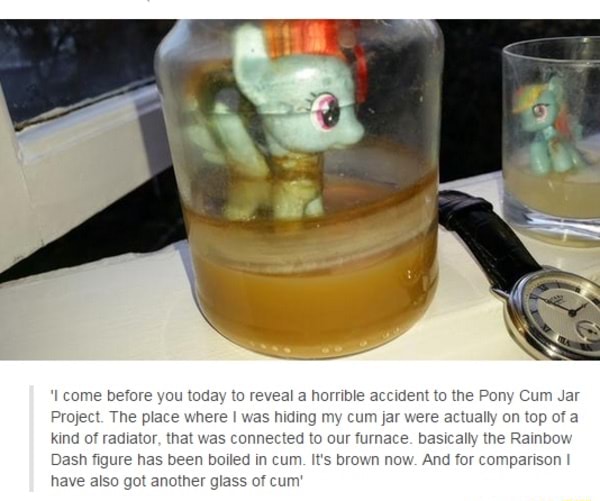 Come before you today to reveal a horrible accident to the Pony Cum Jar
