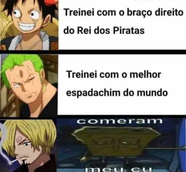 Treinei com o braço direito do Rei dos Piratas Treinei com o melhor  espadachim do mundo comerar - iFunny Brazil