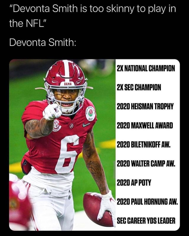 DeVonta Smith's long climb from skinny recruit to Heisman Trophy