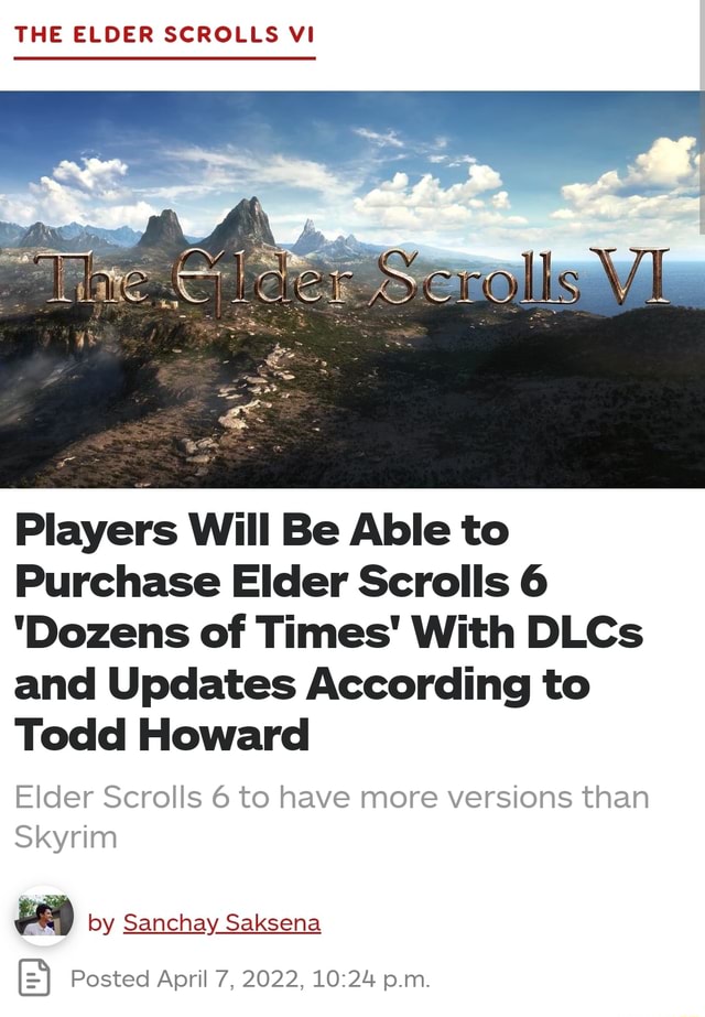 THE ELDER SCROLLS VI Players Will Be Able to Purchase Elder