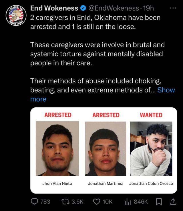 End Wokeness Endwokeness 2 Caregivers In Enid Oklahoma Have Been